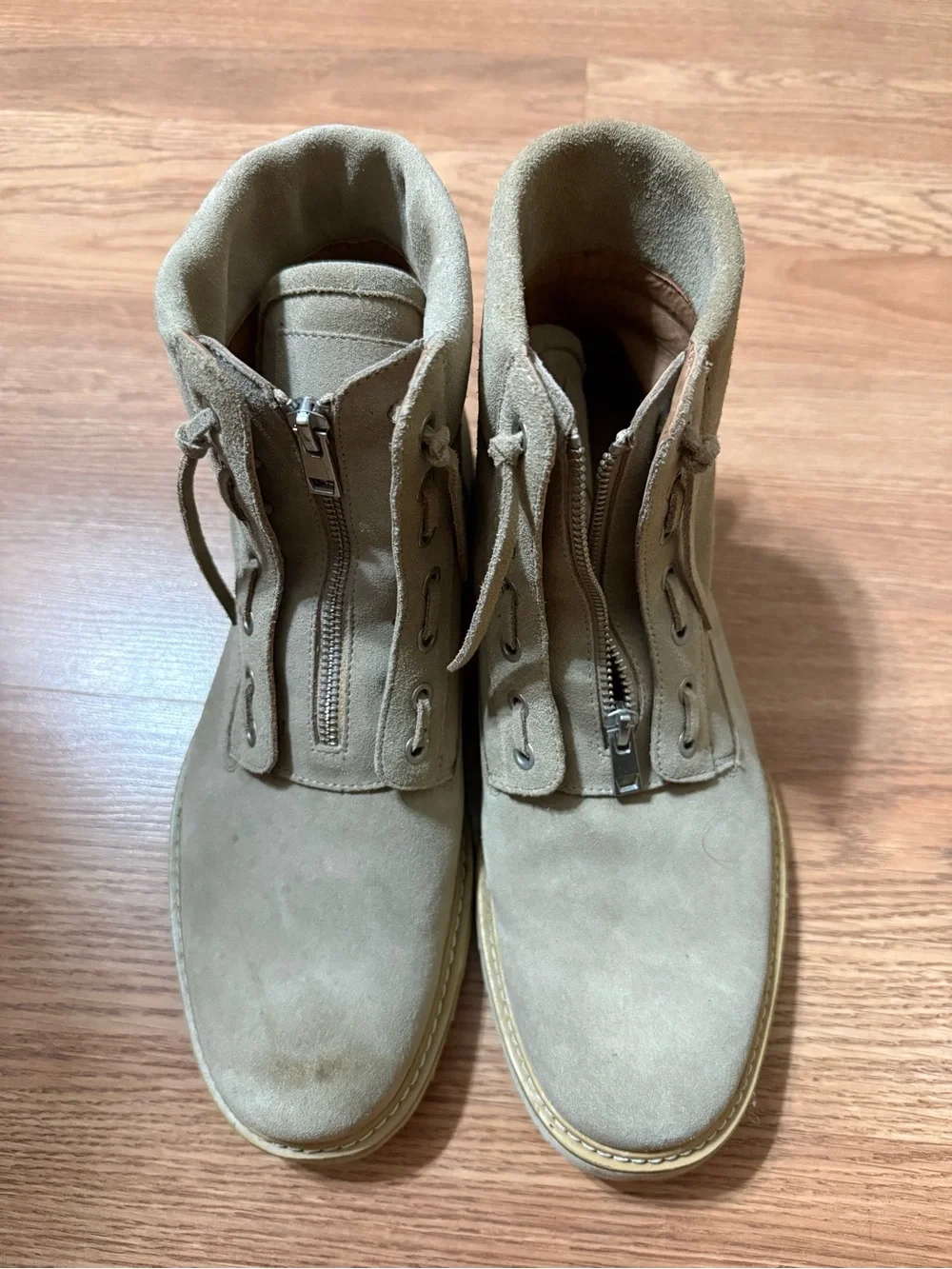 Saks Fifth Avenue Men's Beige Suede Zip Ankle Boots